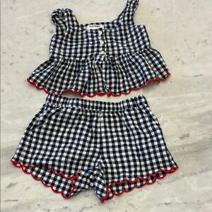 Old Navy Navy and White Checkered Outfit